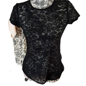 Trina Turk size small black lace short sleeve T-Shirt